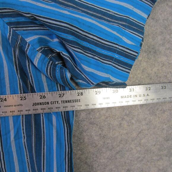 Vintage Wrangler Shirt Mens Large Blue Striped Western Snap Pearl Pockets 70s - Picture 5 of 8